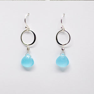 Blue Chalcedony Ring Silver Earrings