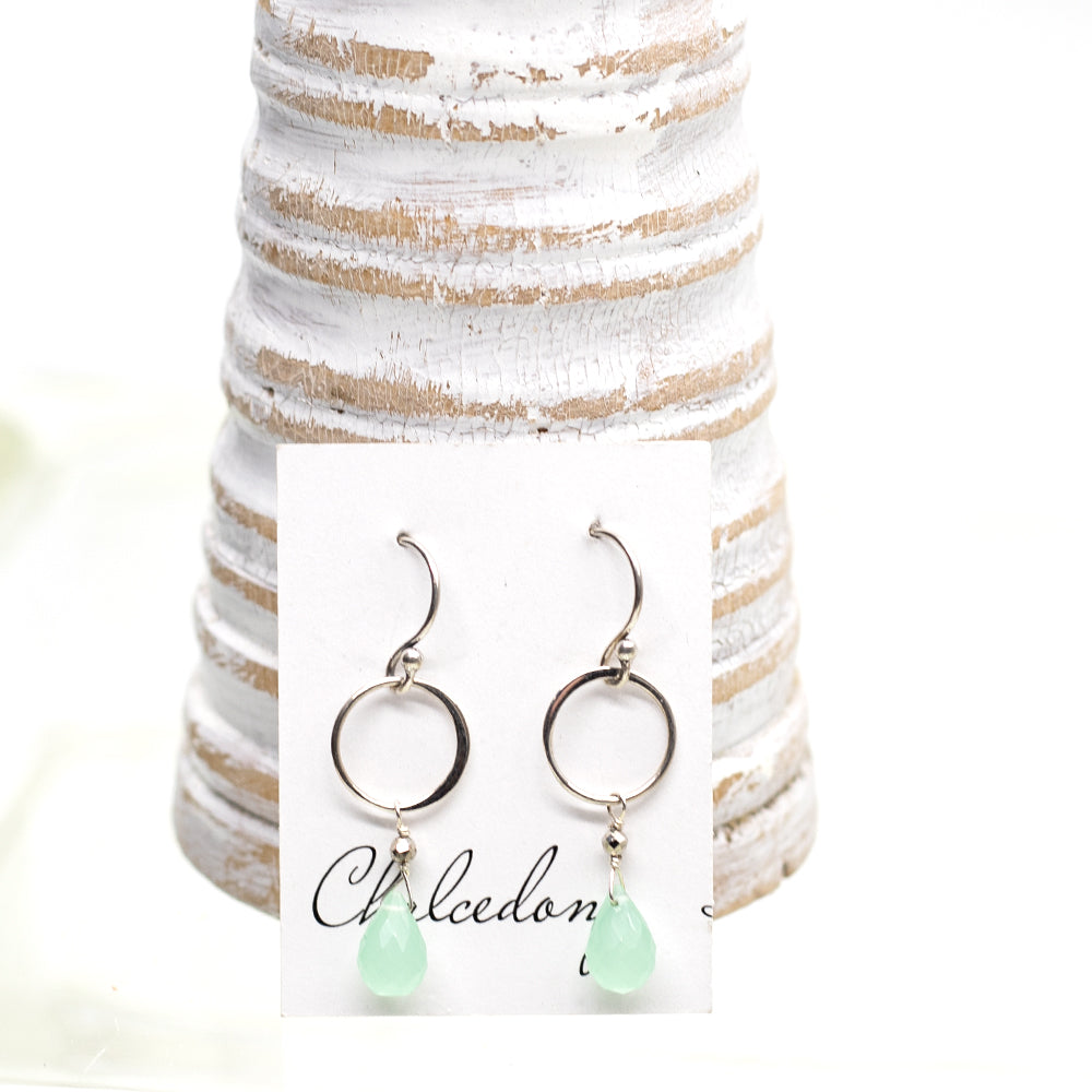 
                
                    Load image into Gallery viewer, Chalcedony Ring Silver Earrings
                
            