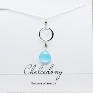 Blue Chalcedony Ring Silver Necklace