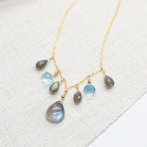 
                
                    Load image into Gallery viewer, Labradorite &amp;amp; Topaz Charm Necklace
                
            