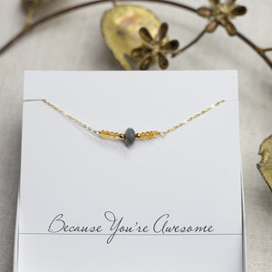 
                
                    Load image into Gallery viewer, Citrine &amp;amp; Labradorite Bar Necklace
                
            