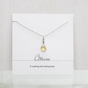 Citrine Raindrop Silver Necklace