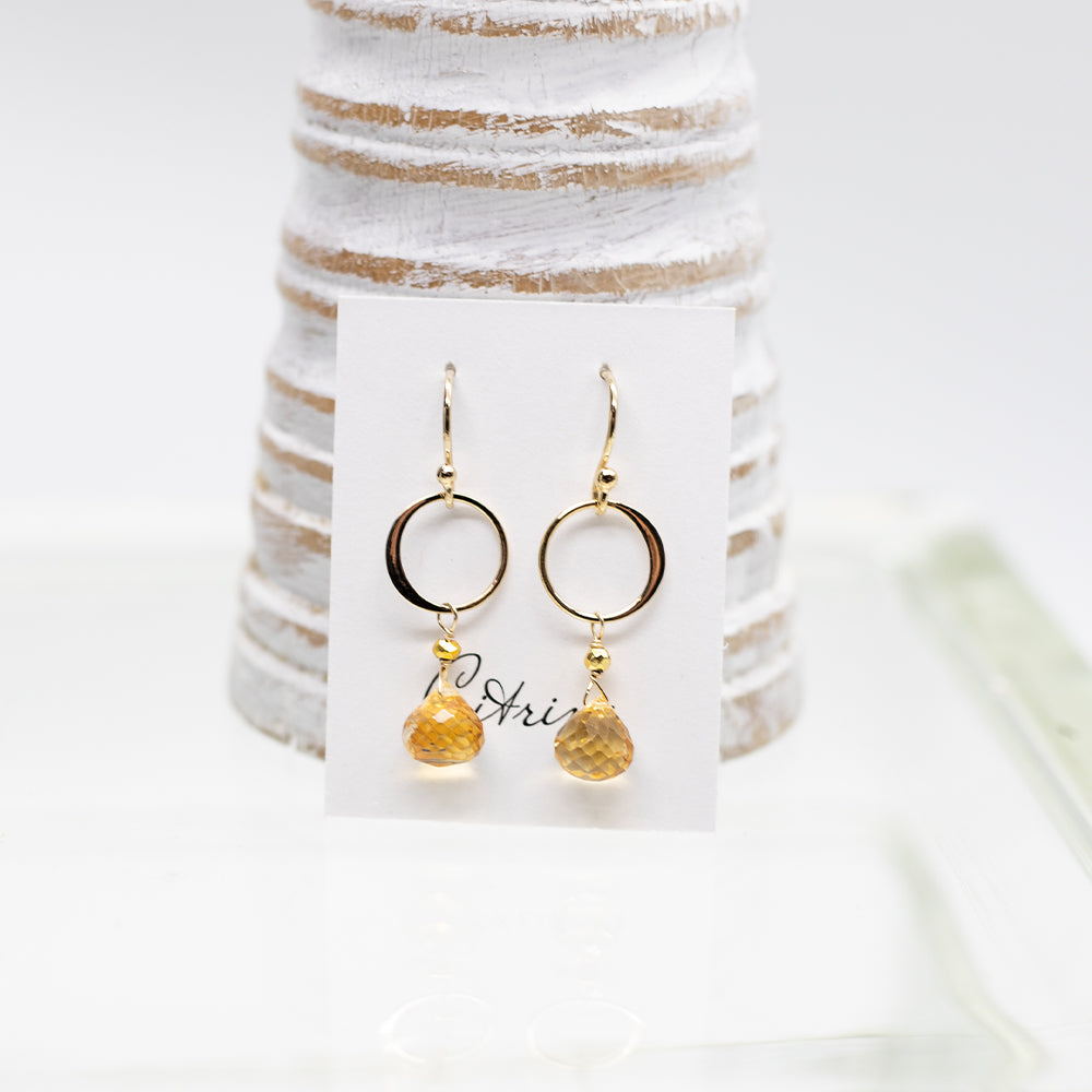 Citrine Ring Gold Earrings