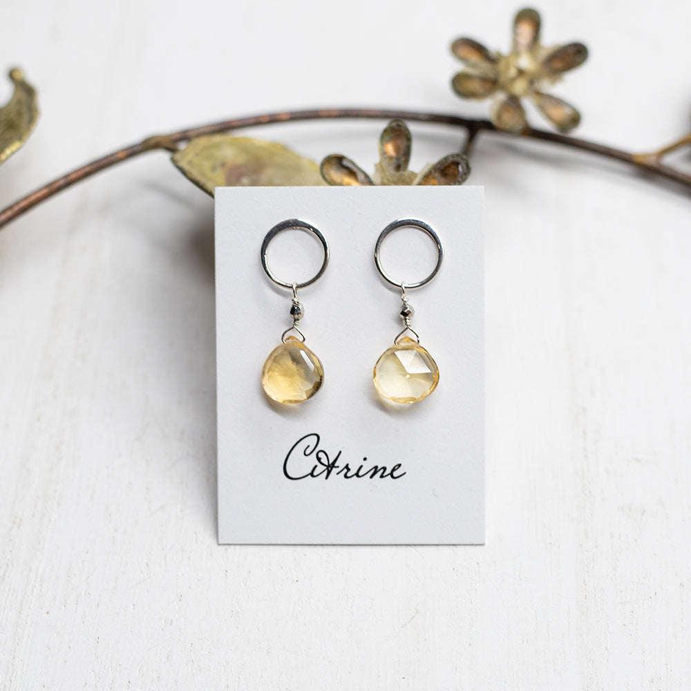 Citrine Luna Silver Earrings