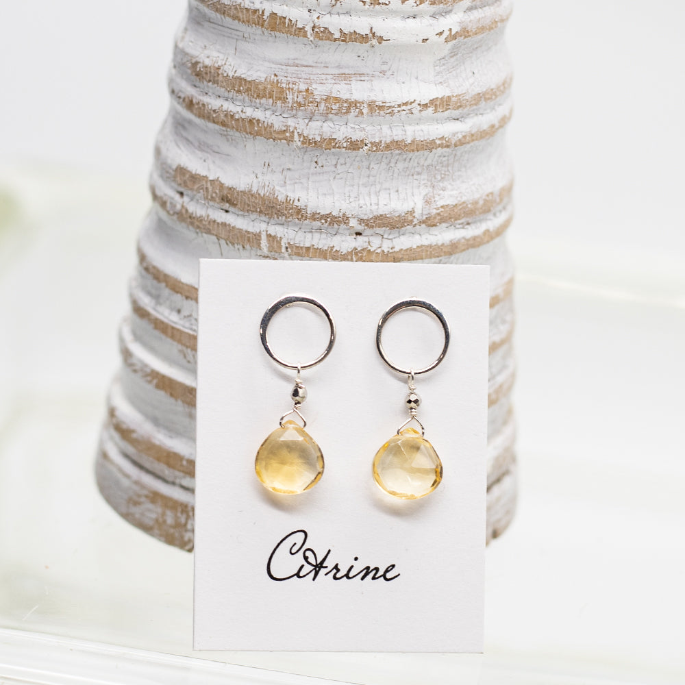 Citrine Luna Silver Earrings