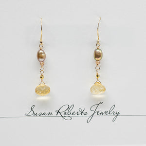 Citrine & Pearl Earrings