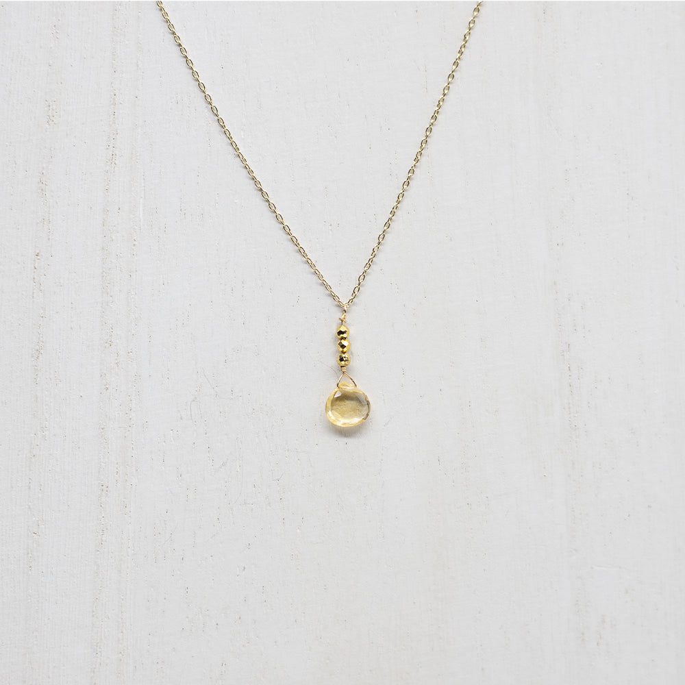 Citrine Raindrop Gold Necklace