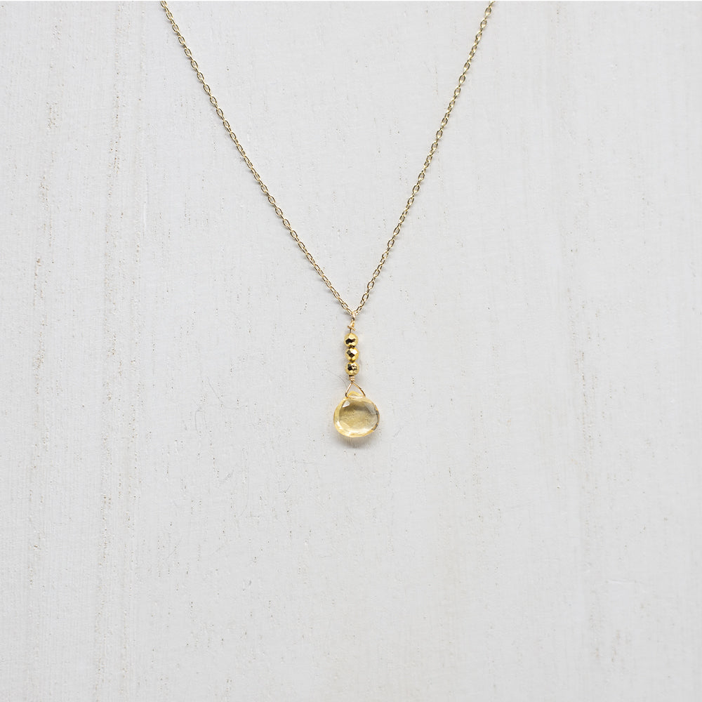 Citrine Raindrop Gold Necklace