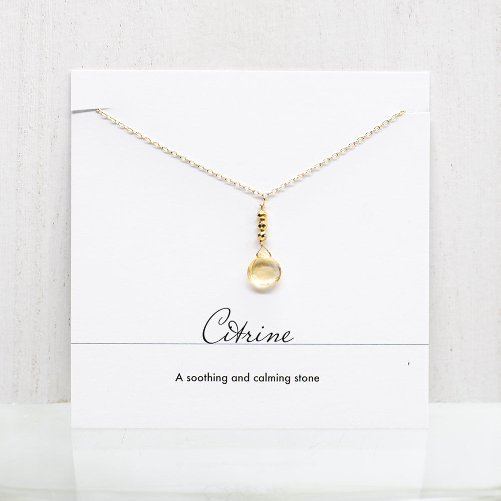 
                
                    Load image into Gallery viewer, Citrine Raindrop Gold Necklace
                
            