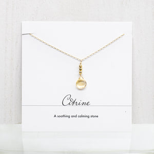 Citrine Raindrop Gold Necklace