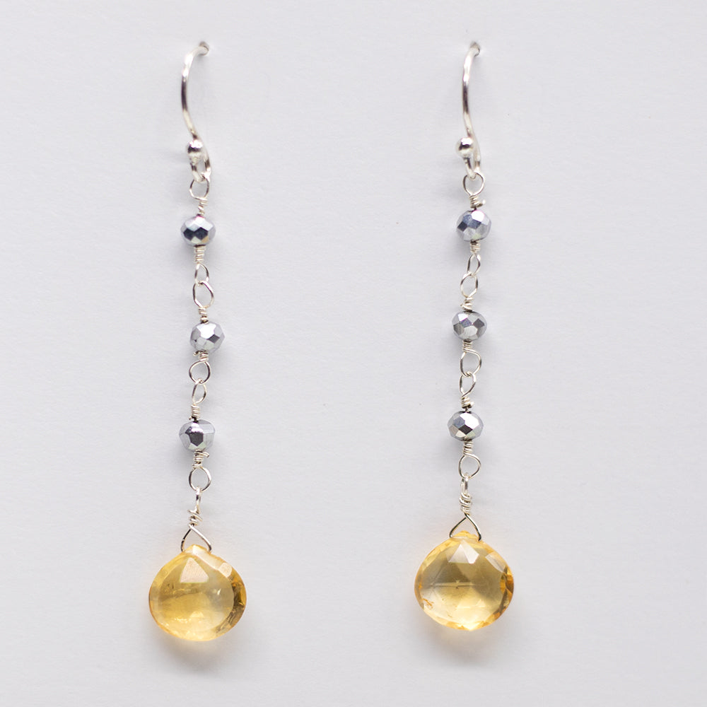 Citrine Waterfall Silver Earrings