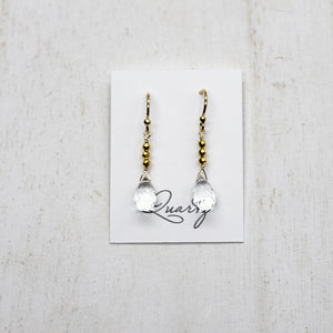 
                
                    Load image into Gallery viewer, Quartz Raindrop Gold Earrings
                
            