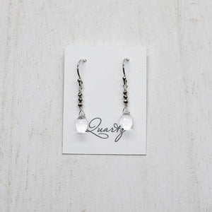 Quartz Raindrop Silver Earrings