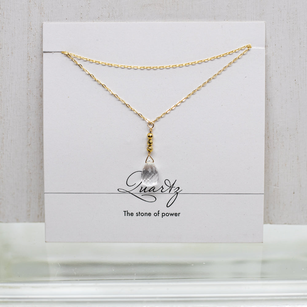 
                
                    Load image into Gallery viewer, Quartz Raindrop Gold Necklace
                
            
