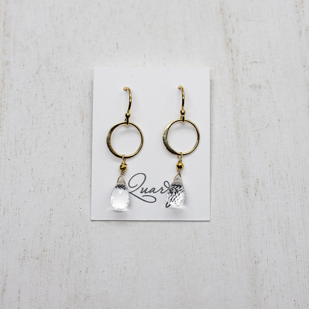 Quartz Ring Gold Earrings