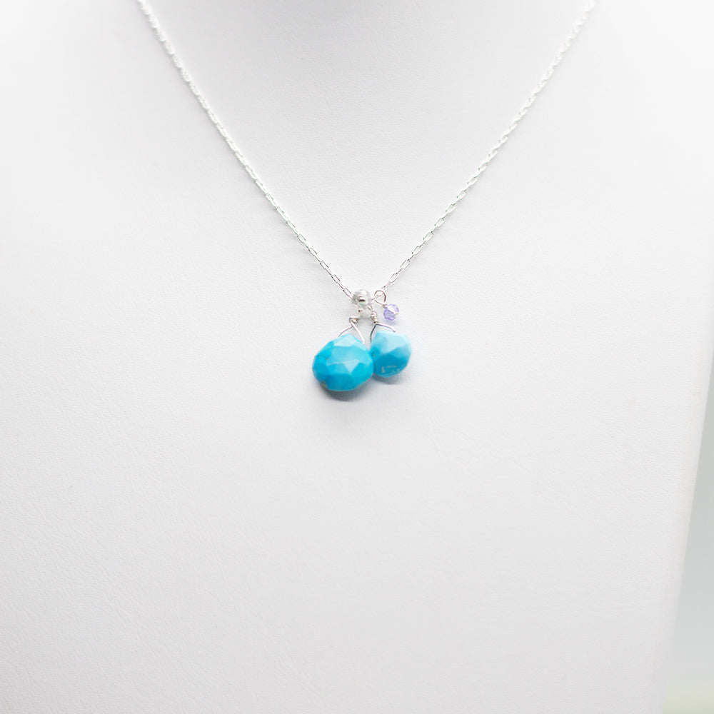 December Birthstone Silver Necklace