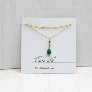 
                
                    Load image into Gallery viewer, Emerald &amp;amp; Gold Pyrite Raindrop  Necklace
                
            