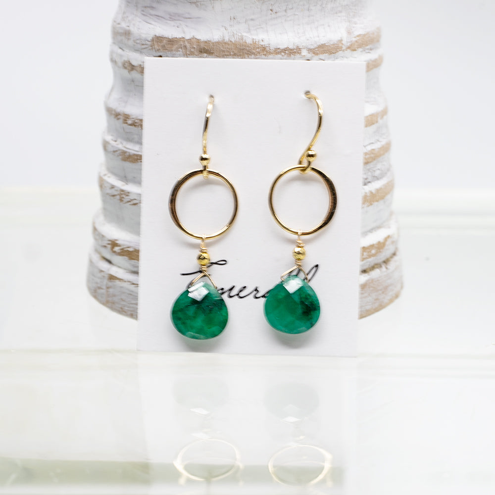 Emerald Ring Gold Earrings