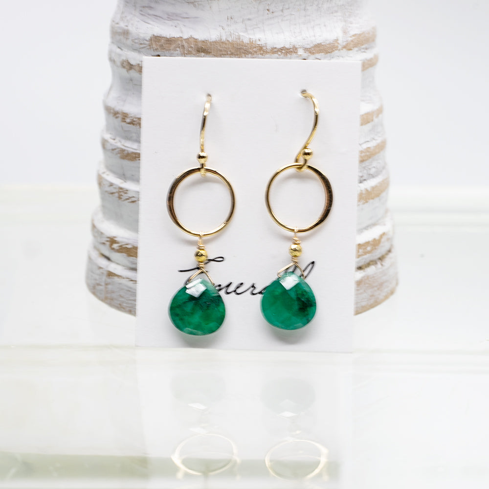 
                
                    Load image into Gallery viewer, Emerald Ring Gold Earrings
                
            