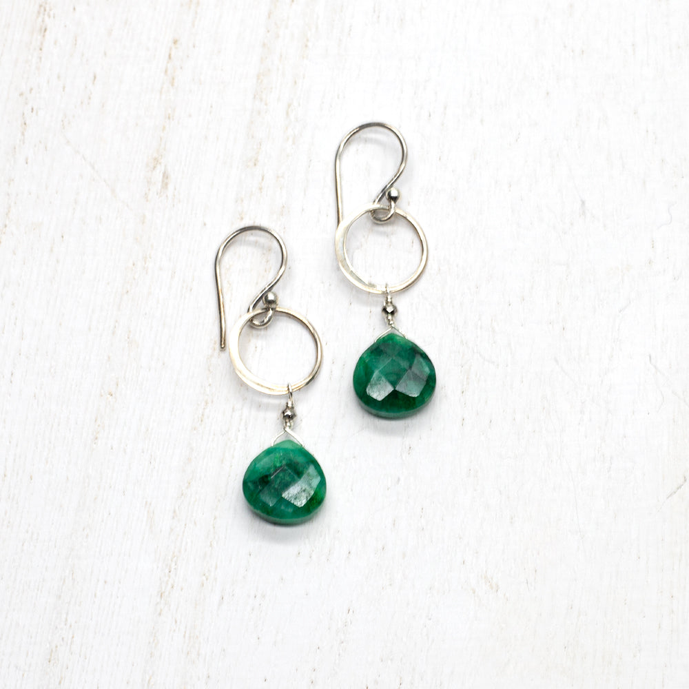 
                
                    Load image into Gallery viewer, Emerald Ring Silver Earrings
                
            