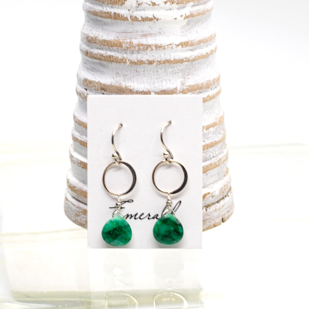 Emerald Ring Silver Earrings