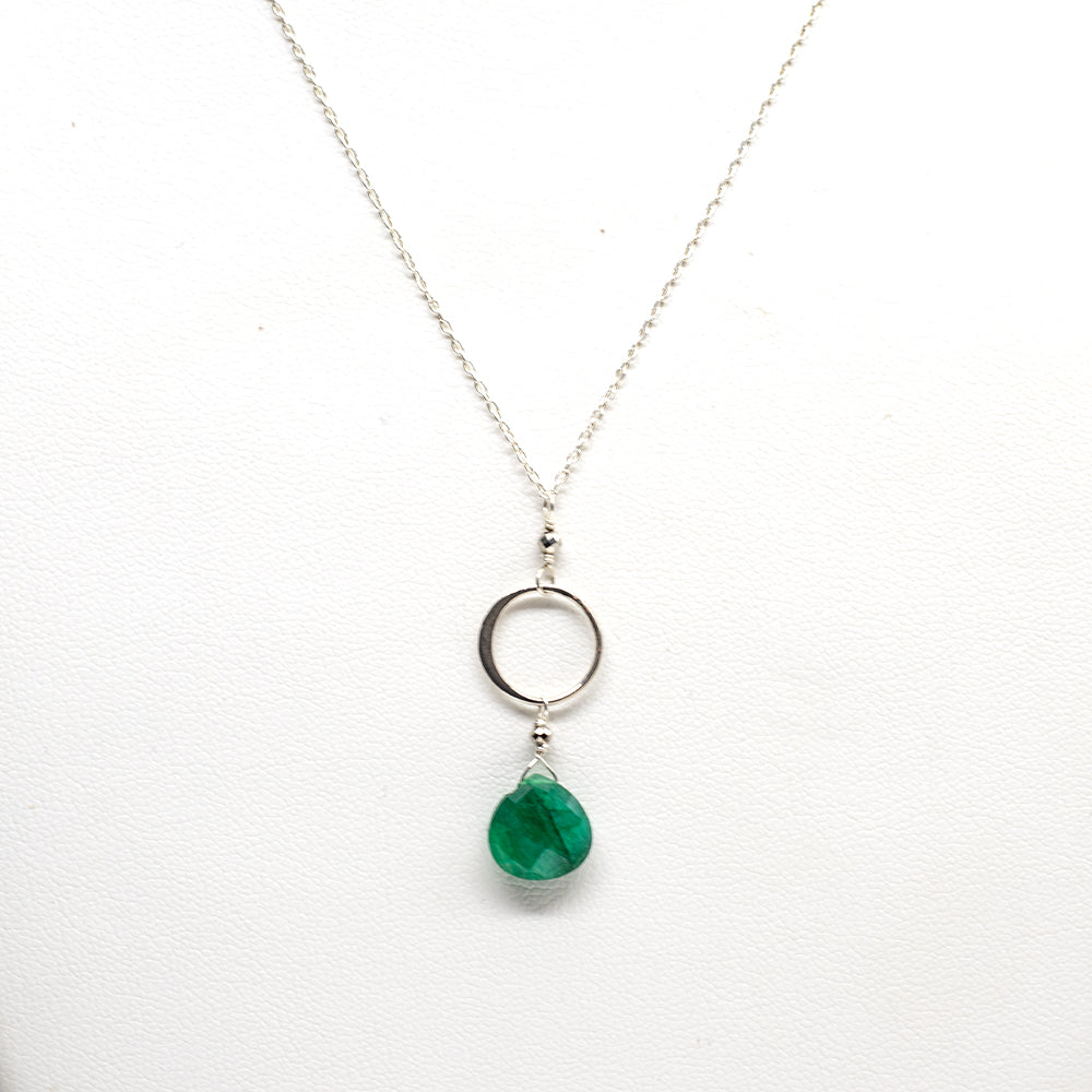 Emerald Ring Silver Necklace