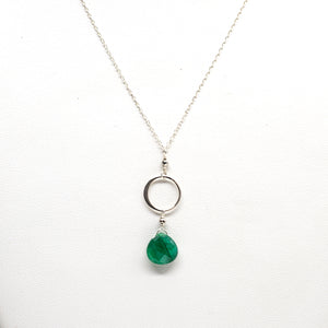 Emerald Ring Silver Necklace