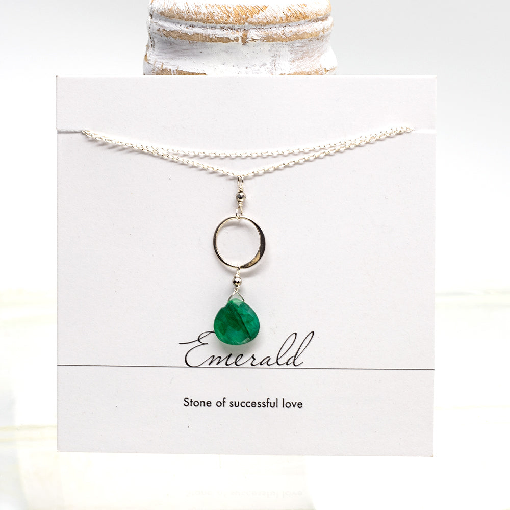 Emerald Ring Silver Necklace