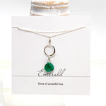 Emerald Ring Silver Necklace