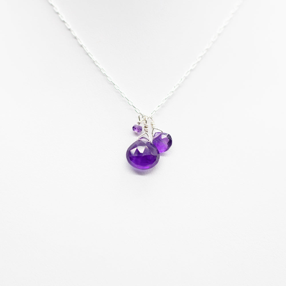 February Birthstone Silver Necklace