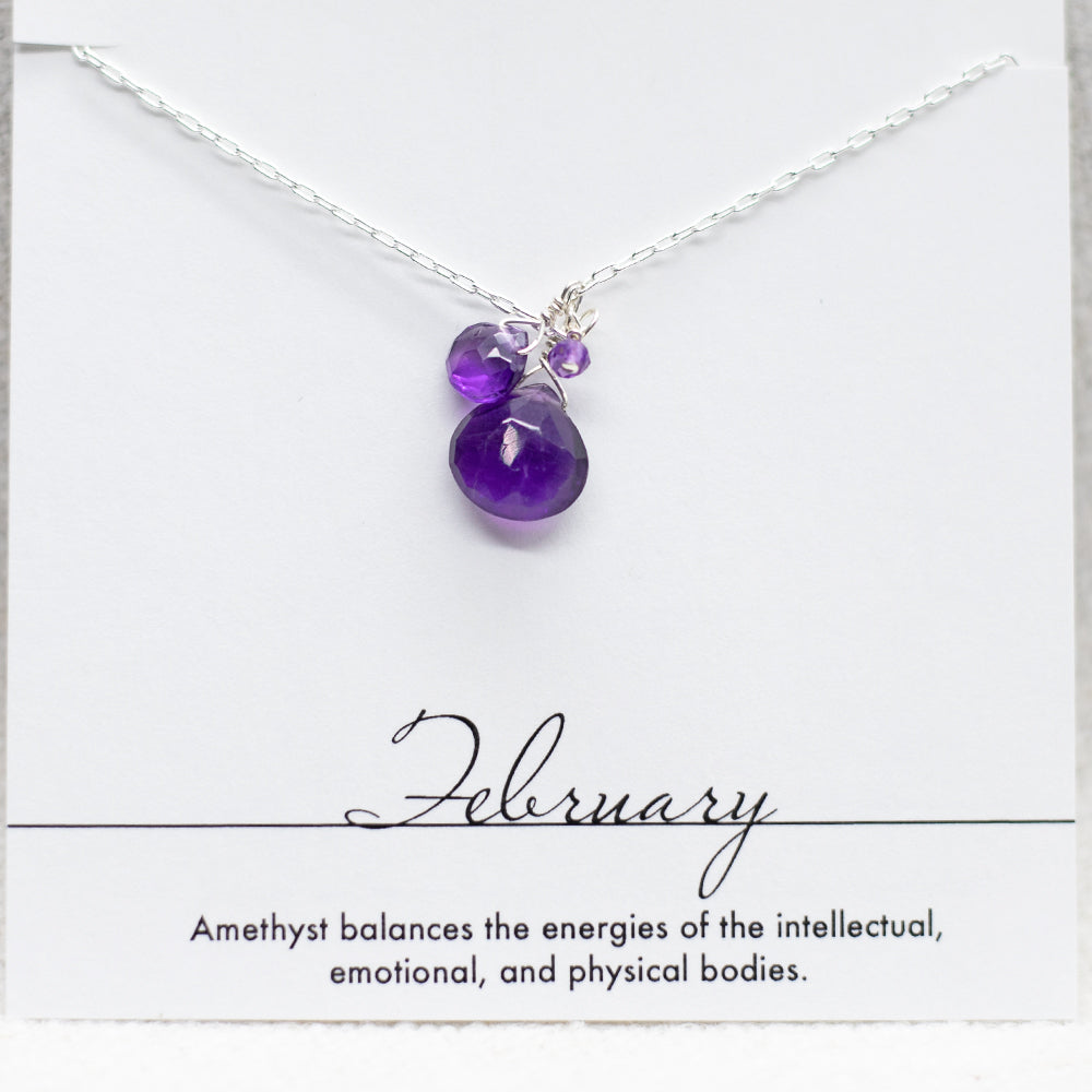 February Birthstone Silver Necklace