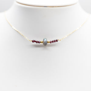 Garnet & Labradorite Bar Necklace