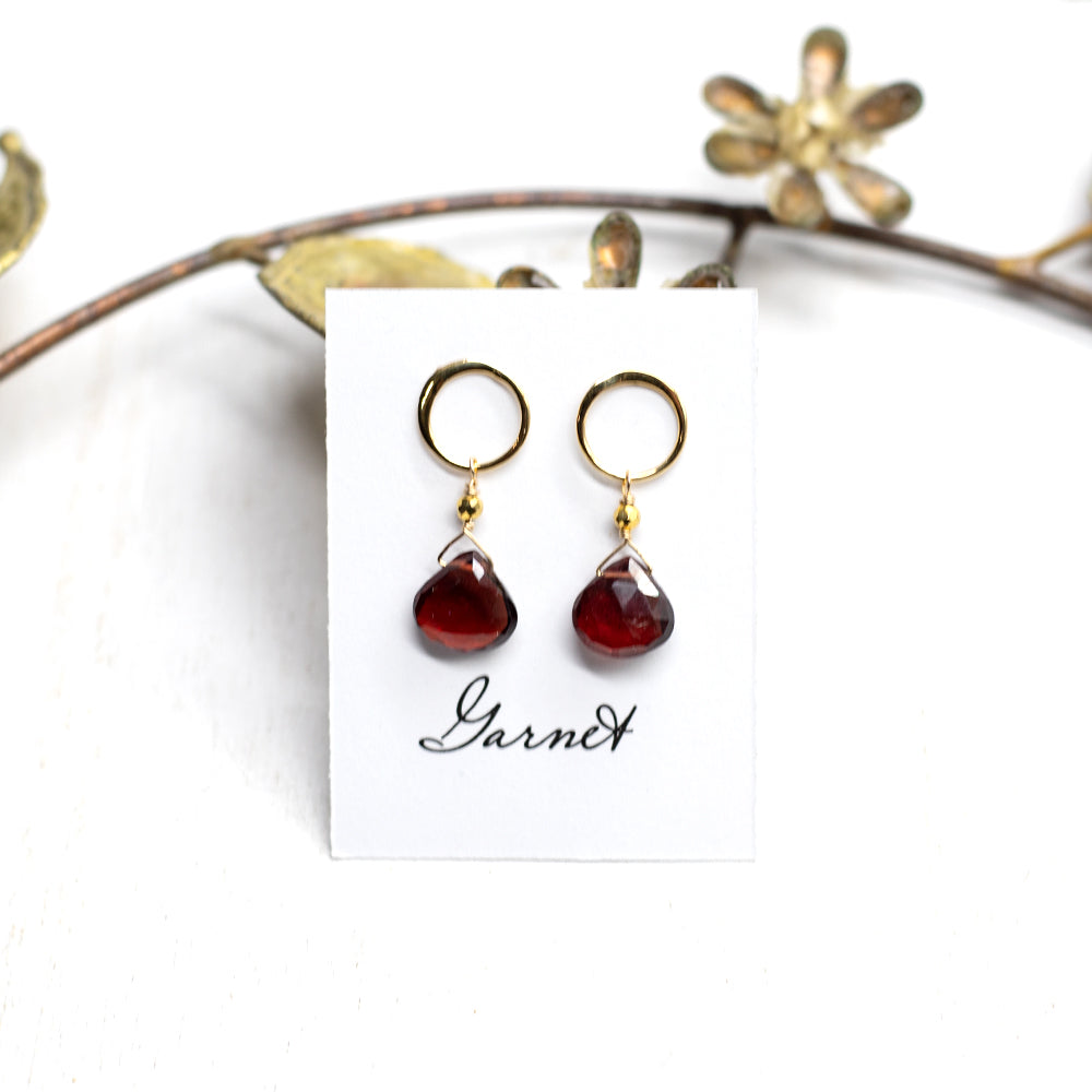 Garnet Luna Gold Earrings