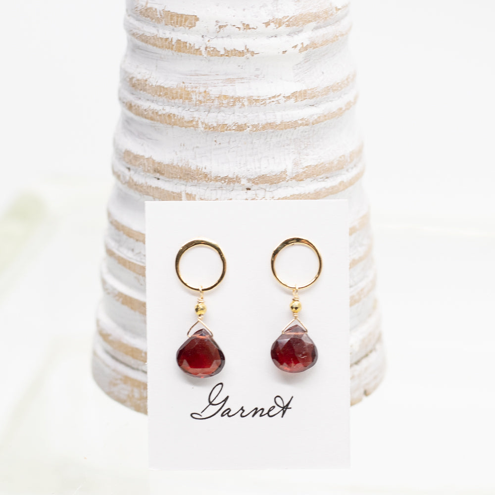 Garnet Luna Gold Earrings