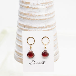 Garnet Luna Gold Earrings