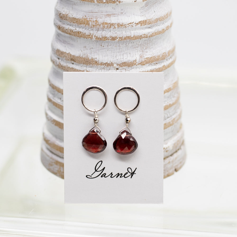 Garnet Luna Silver Earrings