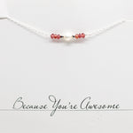 Garnet & Pearl Bar Silver Necklace