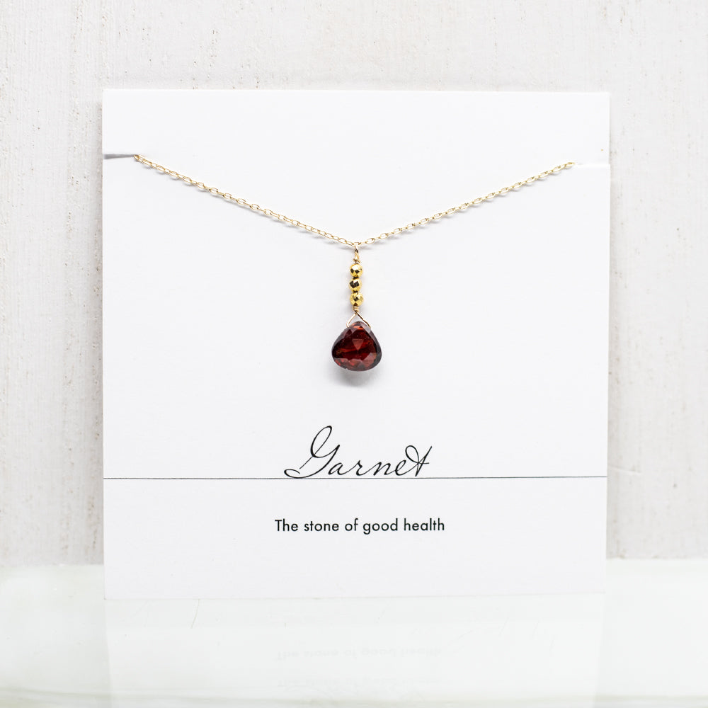 Garnet Raindrop Gold Necklace