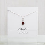 Garnet Raindrop Silver Necklace