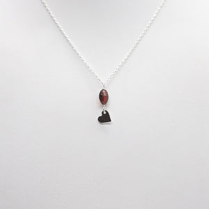 Garnet & Heart Charm Necklace