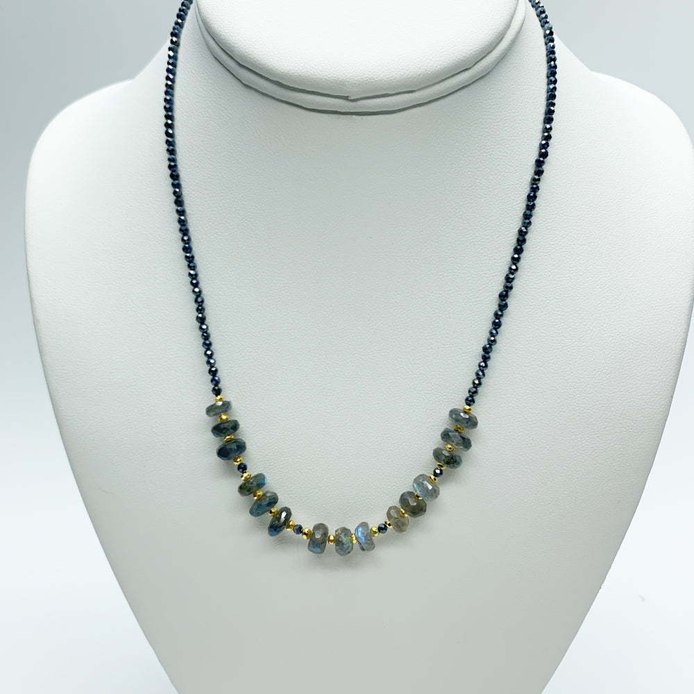 
                
                    Load image into Gallery viewer, Labradorite &amp;amp; Sapphire Iris Necklace
                
            