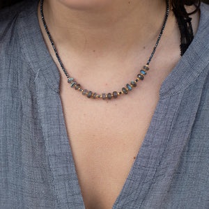 
                
                    Load image into Gallery viewer, Labradorite &amp;amp; Sapphire Iris Necklace
                
            