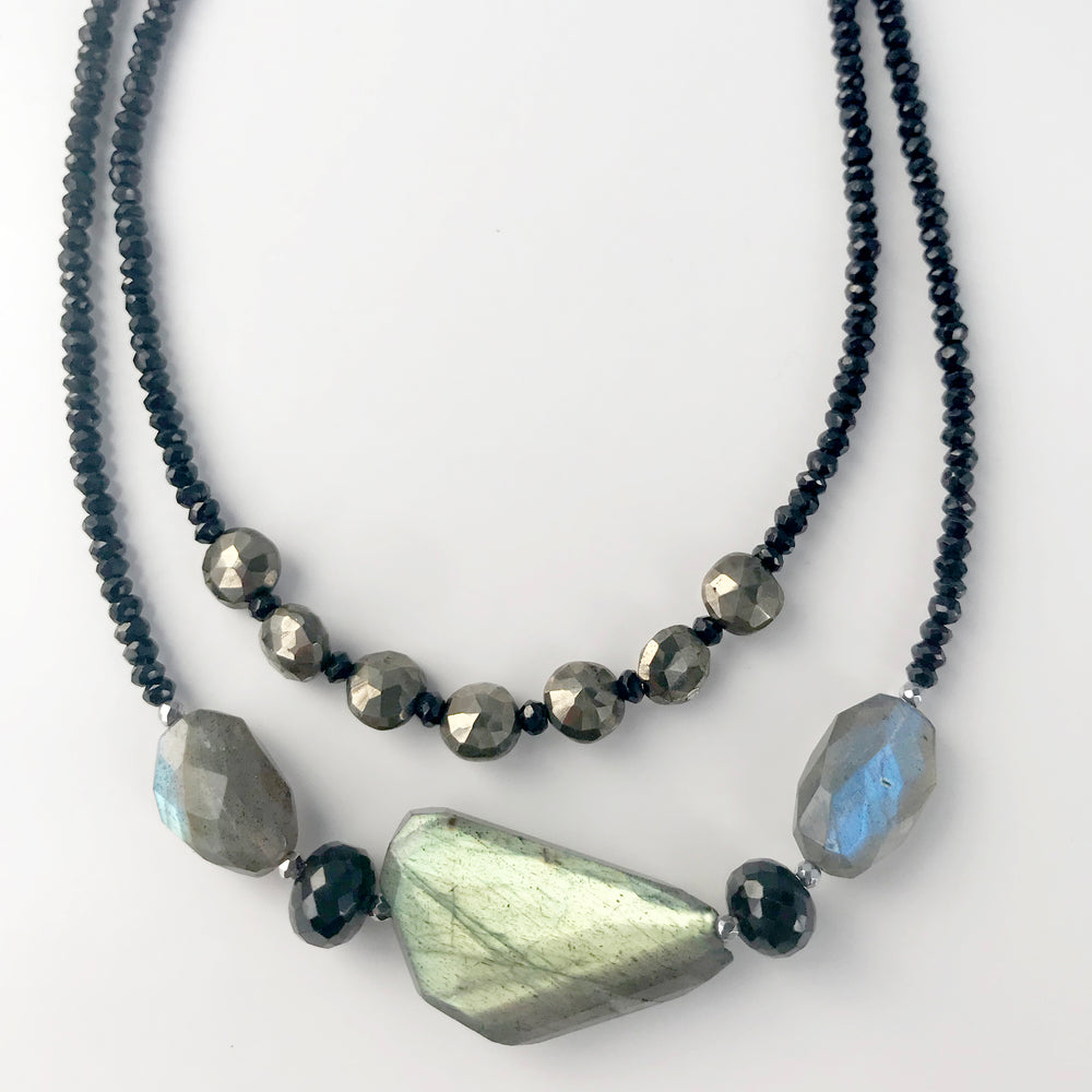 Labradorite & Black Spinel Claudina Necklace
