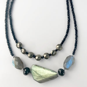 Labradorite & Black Spinel Claudina Necklace