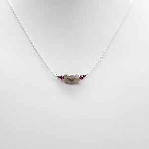 Labradorite & Ruby Bar Necklace