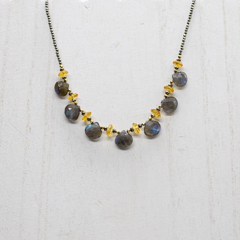 Labradorite & Citrine Ruffle Necklace