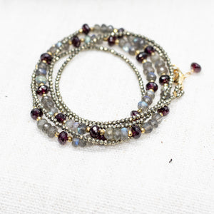 Labradorite & Garnet Zen Necklace