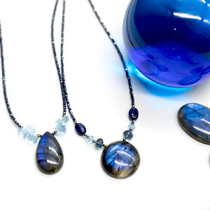Labradorite & Sapphire Pendant Necklace