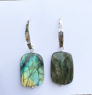 Labradorite Nugget Hook Earrings