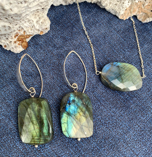 Labradorite Nugget Hook Earrings